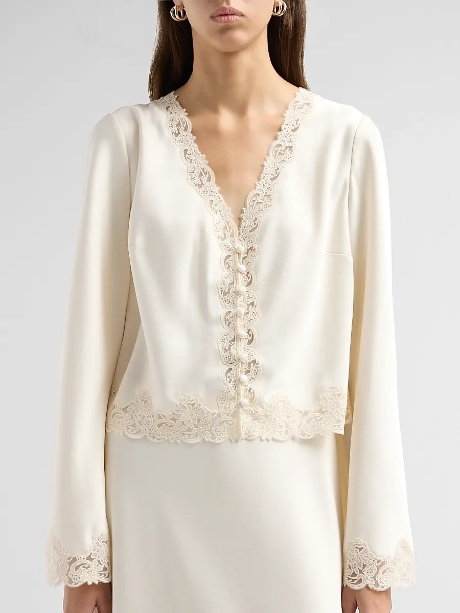 LoveShackFancy Women's Fioretta Lace-Trim Satin Top | Thumbnail 5 LoveShackFancy Women's Fioretta Lace-Trim Satin Top | Thumbnail 5