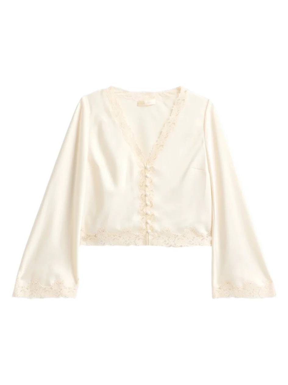 Women's Fioretta Lace-Trim Satin Top Women's Fioretta Lace-Trim Satin Top
