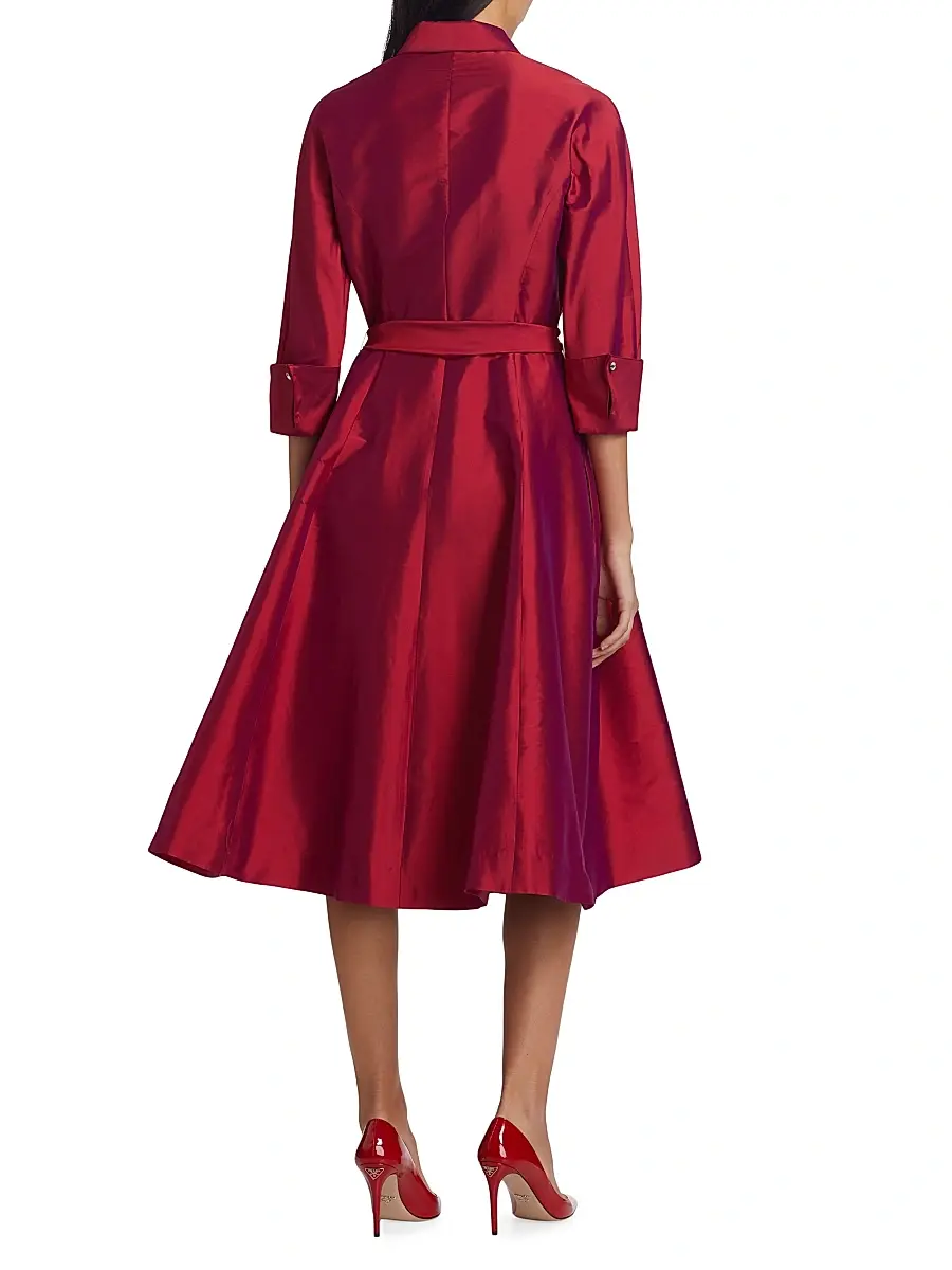 Teri Jon by Rickie Freeman Women's Silk Taffeta Shirtdress | Thumbnail 5 Teri Jon by Rickie Freeman Women's Silk Taffeta Shirtdress | Thumbnail 5