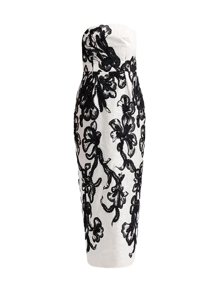 Milly Women's Orion Chiffon Embroidered Maxi Dress - White Black | Image 1 Milly Women's Orion Chiffon Embroidered Maxi Dress - White Black | Image 1