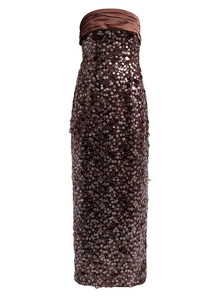 Milly Women's Hana Sequin Maxi Dress - Dark Brown | Image 1 Milly Women's Hana Sequin Maxi Dress - Dark Brown | Image 1