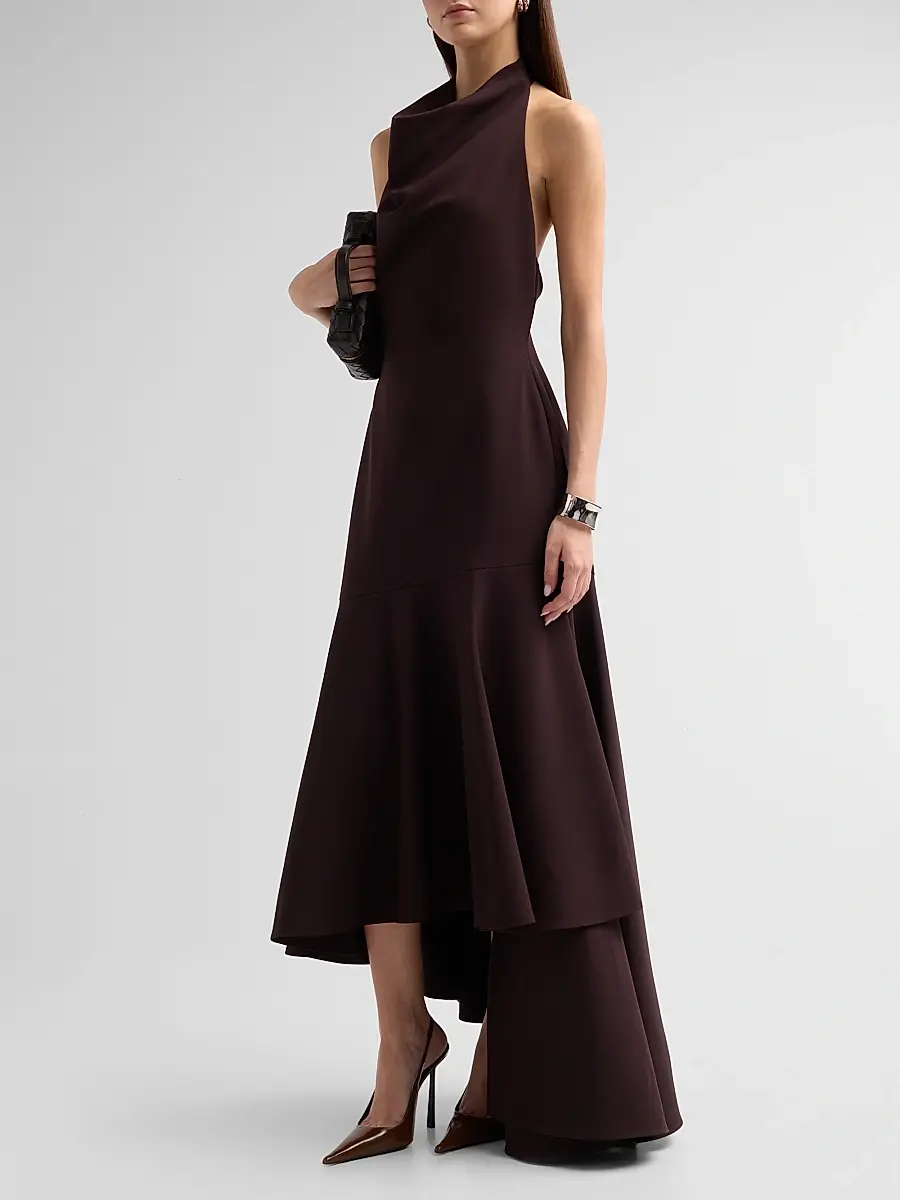 Milly Women's Jade Cady Halterneck Maxi Dress | Thumbnail 3 Milly Women's Jade Cady Halterneck Maxi Dress | Thumbnail 3