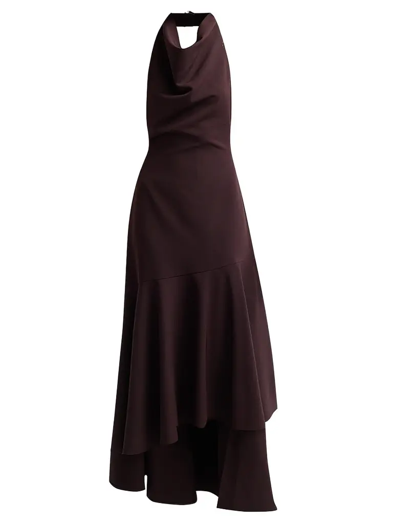 Milly Women's Jade Cady Halterneck Maxi Dress - Dark Chocolate | Image 1 Milly Women's Jade Cady Halterneck Maxi Dress - Dark Chocolate | Image 1
