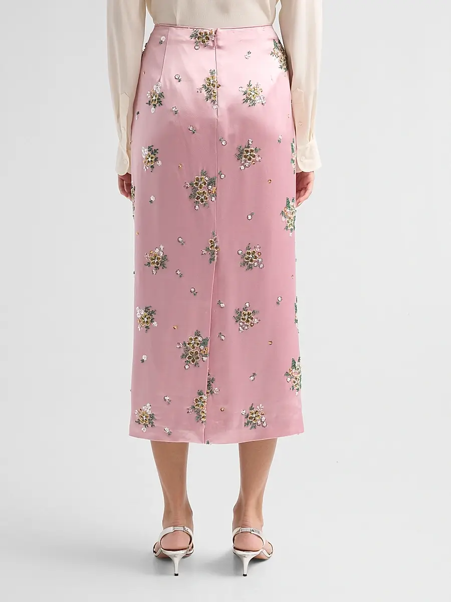 Milly Women's Raylen Floral Sequin-Embellished Satin Midi Skirt | Thumbnail 3 Milly Women's Raylen Floral Sequin-Embellished Satin Midi Skirt | Thumbnail 3