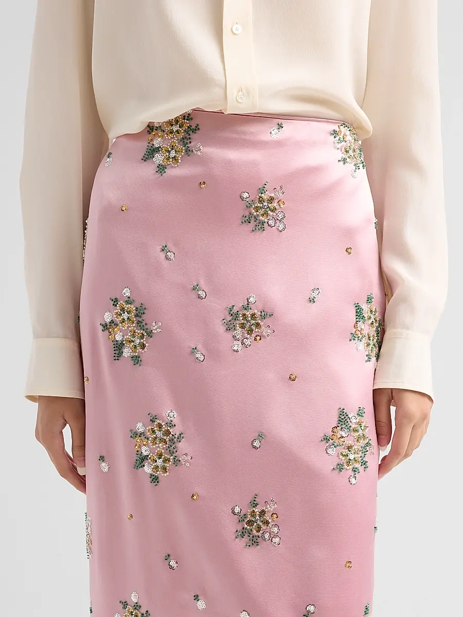 Milly Women's Raylen Floral Sequin-Embellished Satin Midi Skirt | Thumbnail 5 Milly Women's Raylen Floral Sequin-Embellished Satin Midi Skirt | Thumbnail 5