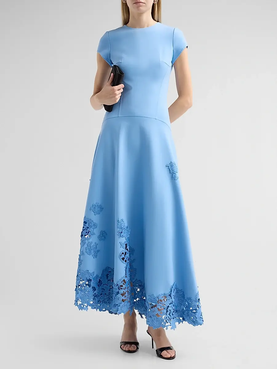 Oscar de la Renta Women's 3D Guipure Virgin Wool-Blend Day Dress | Thumbnail 2 Oscar de la Renta Women's 3D Guipure Virgin Wool-Blend Day Dress | Thumbnail 2