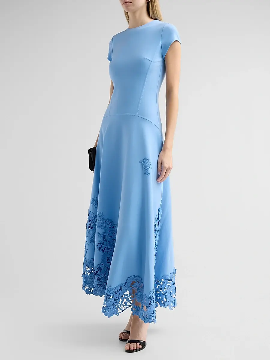 Oscar de la Renta Women's 3D Guipure Virgin Wool-Blend Day Dress | Thumbnail 4 Oscar de la Renta Women's 3D Guipure Virgin Wool-Blend Day Dress | Thumbnail 4