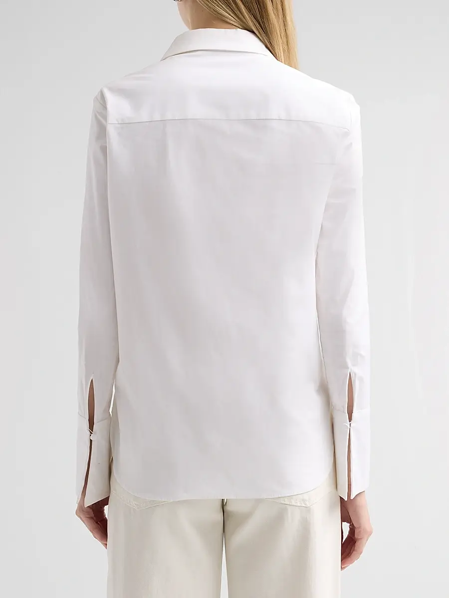 Oscar de la Renta Women's Botanical Embroidered Stretch Cotton Twill Blouse | Thumbnail 3 Oscar de la Renta Women's Botanical Embroidered Stretch Cotton Twill Blouse | Thumbnail 3