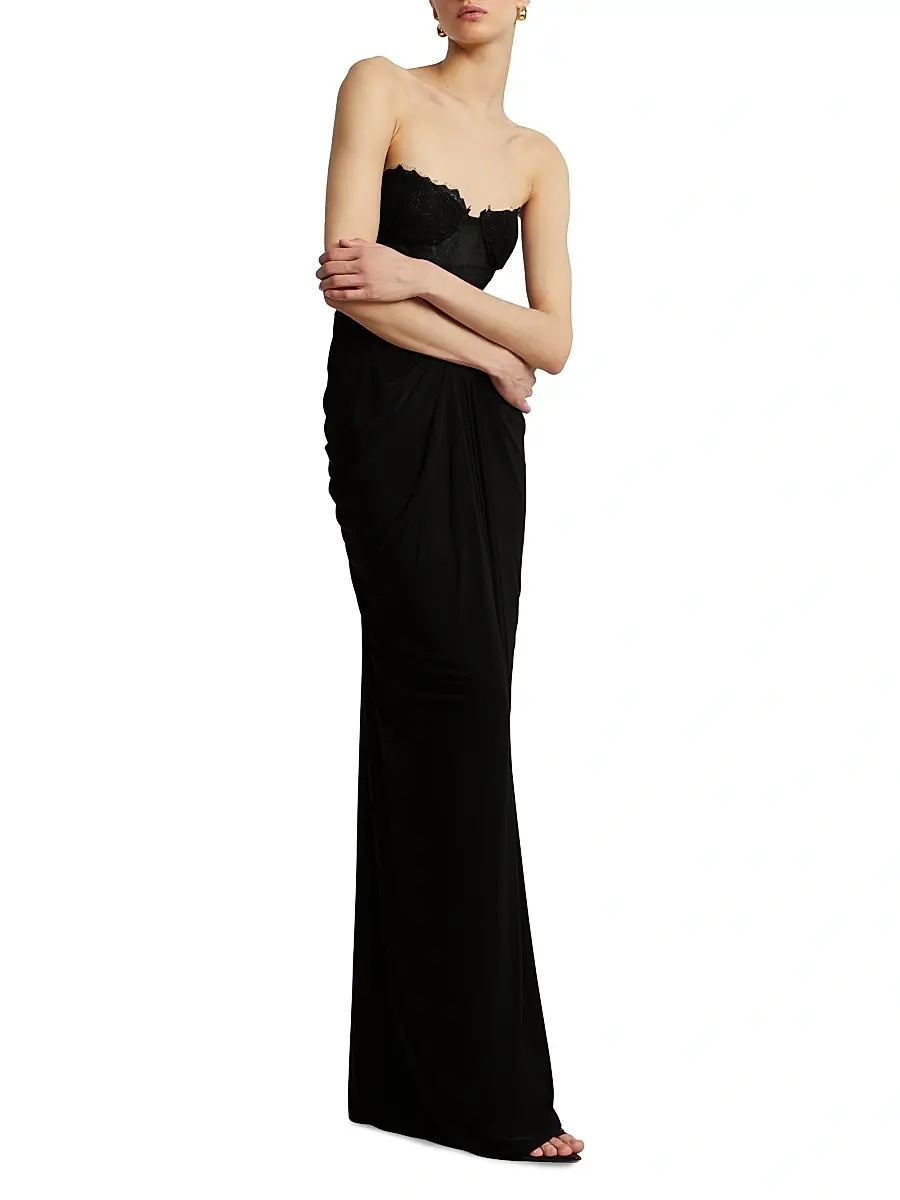 BCBGMAXAZRIA Women's Lace & Jersey Strapless Gown | Thumbnail 2