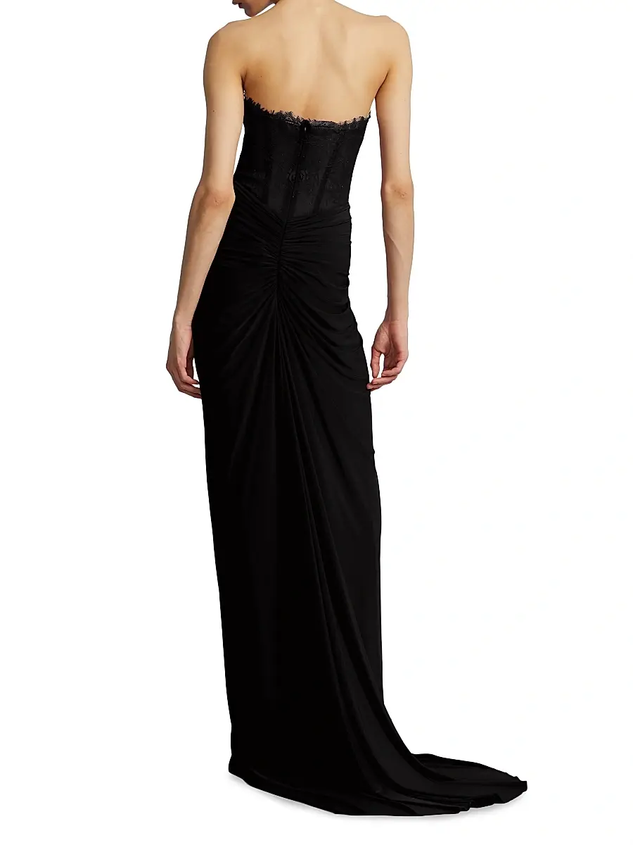 BCBGMAXAZRIA Women's Lace & Jersey Strapless Gown | Thumbnail 4