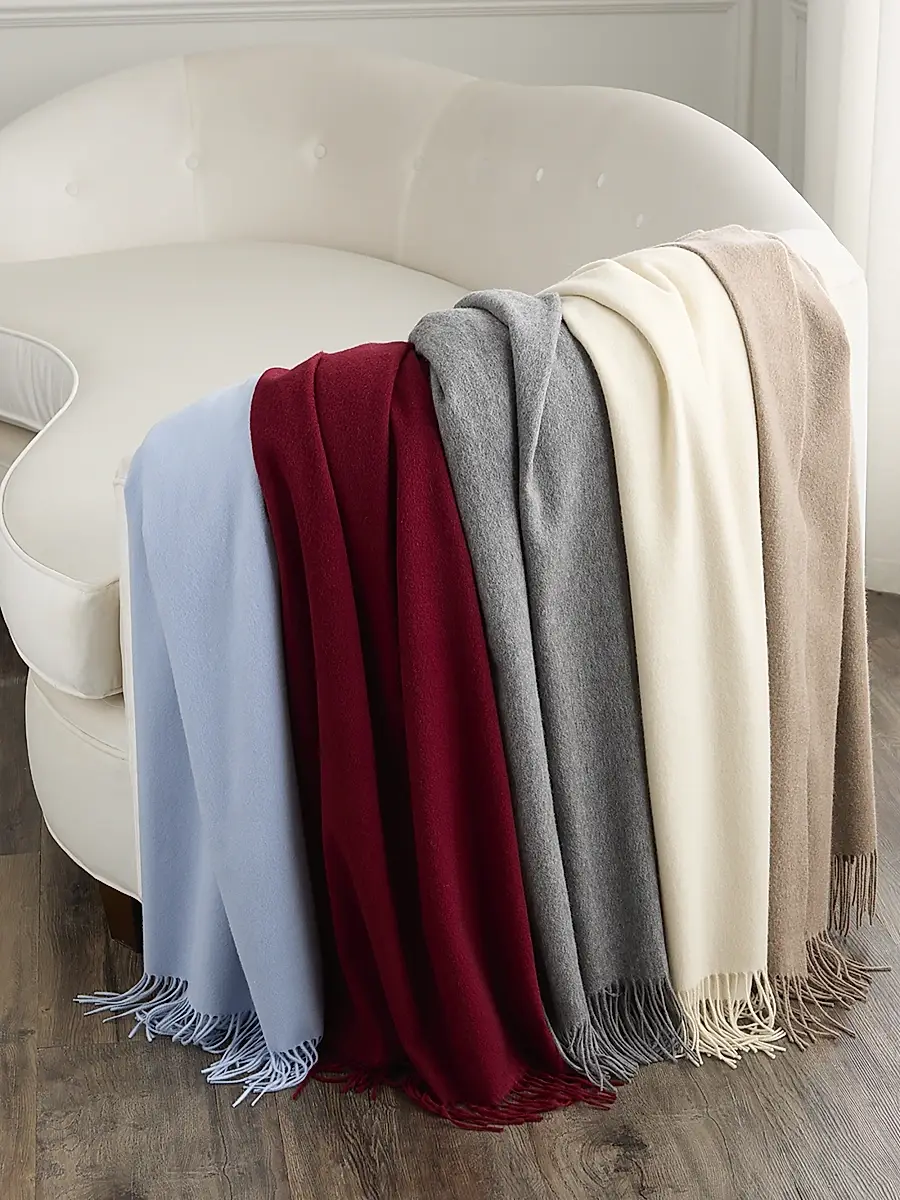 Sofia Cashmere Fringed Cashmere Throw Blanket | Thumbnail 2