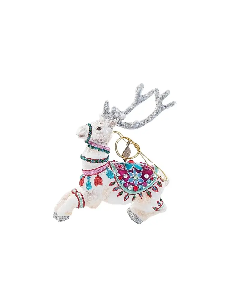 Jay Strongwater Holiday Cupid Reindeer Glass Ornament - Jewel | Image 1 Jay Strongwater Holiday Cupid Reindeer Glass Ornament - Jewel | Image 1