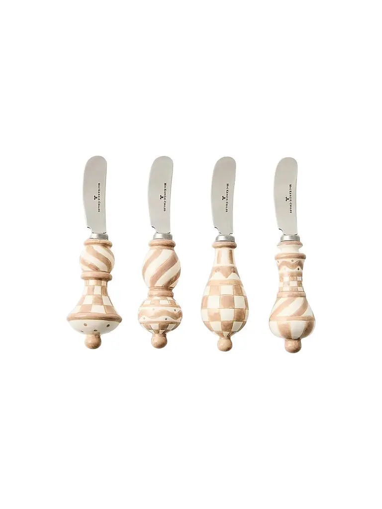 MacKenzie-Childs Mocha Check 4-Piece Party Spreader Set | Image 1 MacKenzie-Childs Mocha Check 4-Piece Party Spreader Set | Image 1