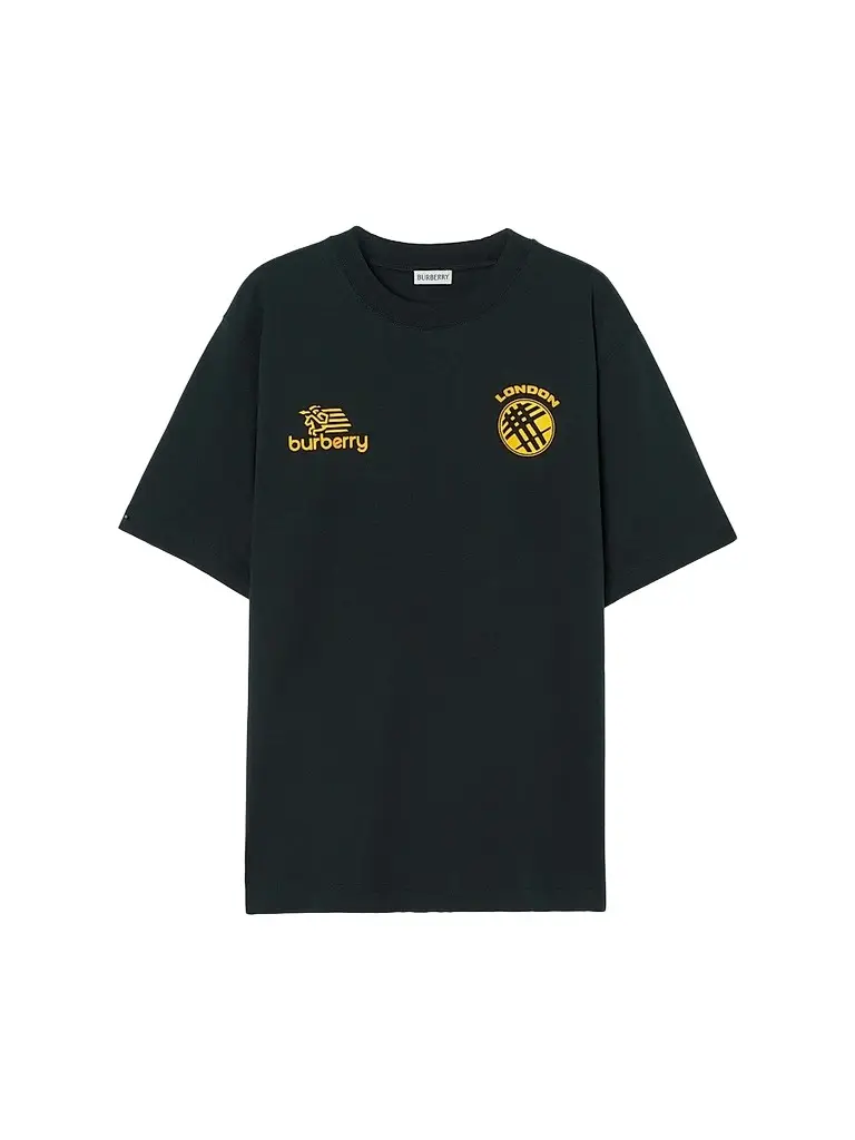 Burberry Men's Ryan Bold EKD Cotton Crewneck T-Shirt - Teal Blue | Image 1 Burberry Men's Ryan Bold EKD Cotton Crewneck T-Shirt - Teal Blue | Image 1