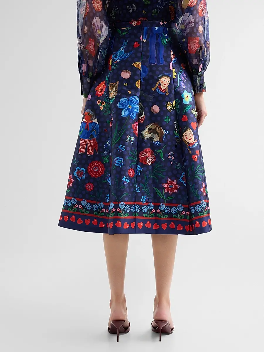 MAISON COMMON Women's Floral Mikado Midi Skirt | Thumbnail 3