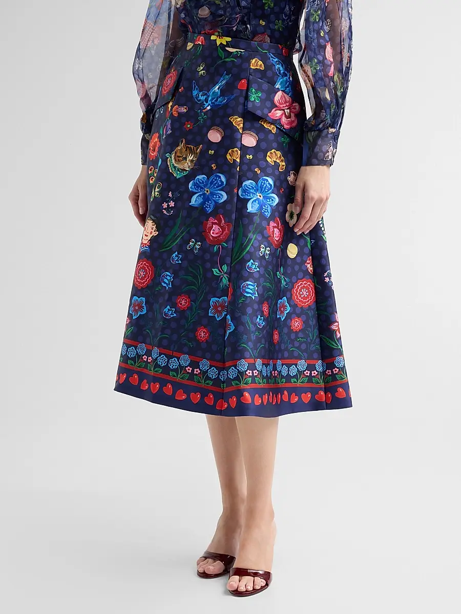 MAISON COMMON Women's Floral Mikado Midi Skirt | Thumbnail 4