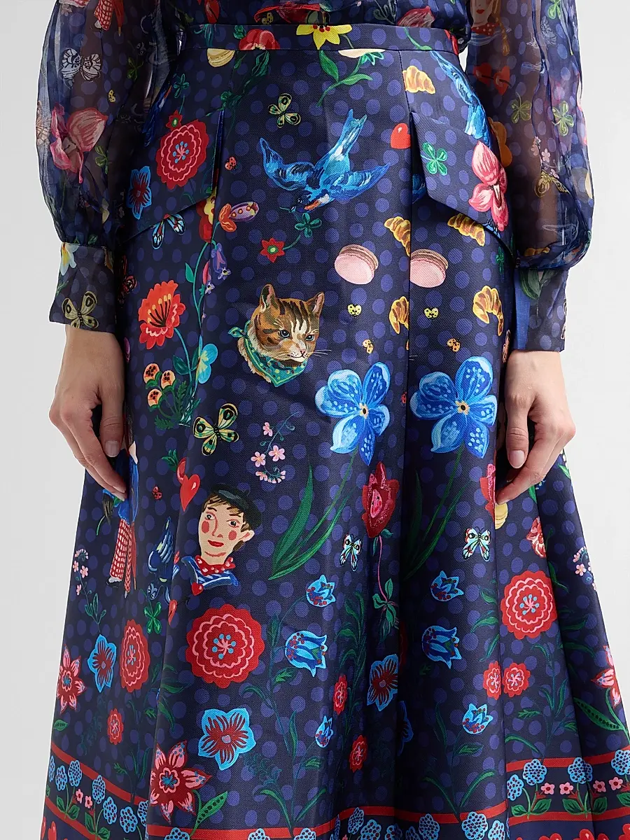 MAISON COMMON Women's Floral Mikado Midi Skirt | Thumbnail 5