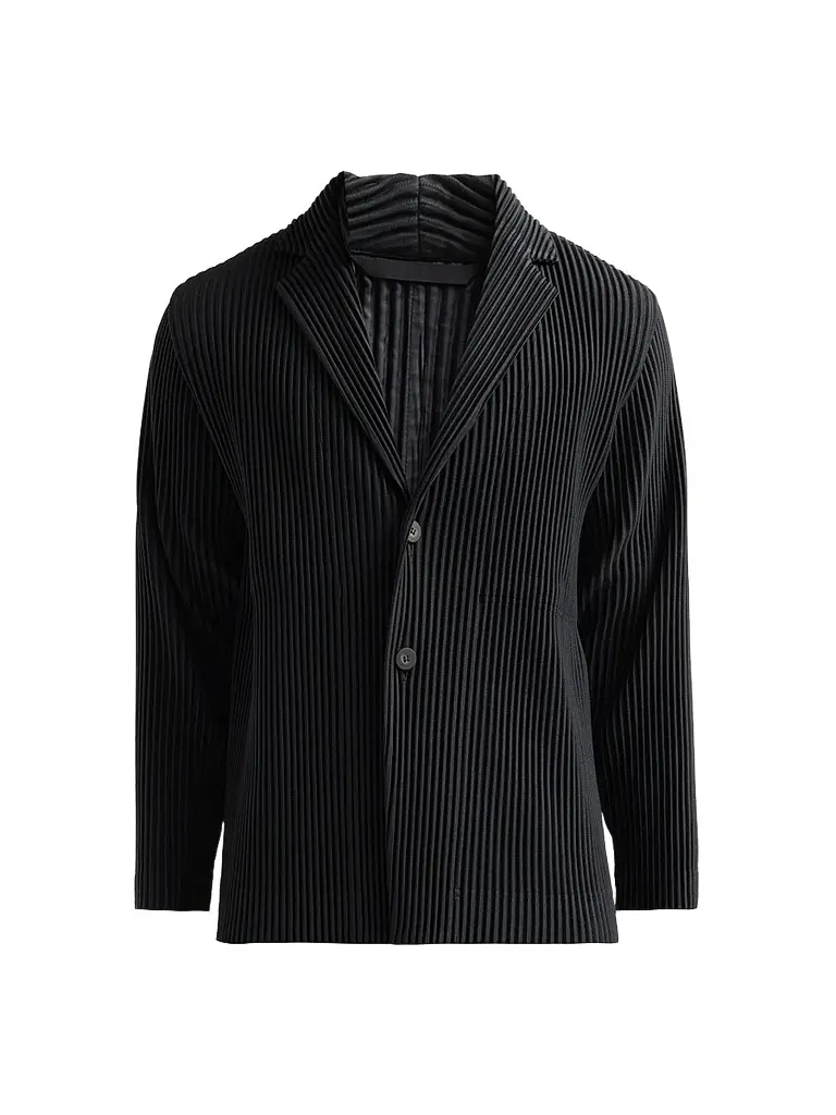 Homme Plissé Issey Miyake Men's Pleated Knit Blazer - Black | Image 1 Homme Plissé Issey Miyake Men's Pleated Knit Blazer - Black | Image 1