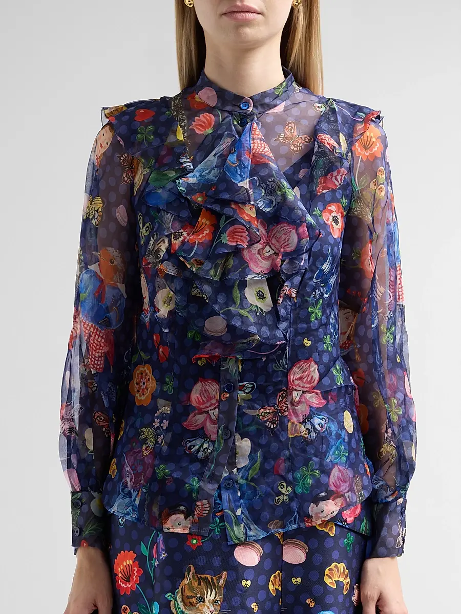 MAISON COMMON Women's Floral Silk Organza Tieneck Blouse | Thumbnail 5 MAISON COMMON Women's Floral Silk Organza Tieneck Blouse | Thumbnail 5
