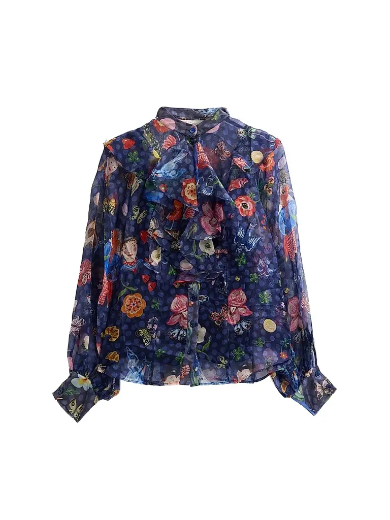 MAISON COMMON Women's Floral Silk Organza Tieneck Blouse | Image 1 MAISON COMMON Women's Floral Silk Organza Tieneck Blouse | Image 1