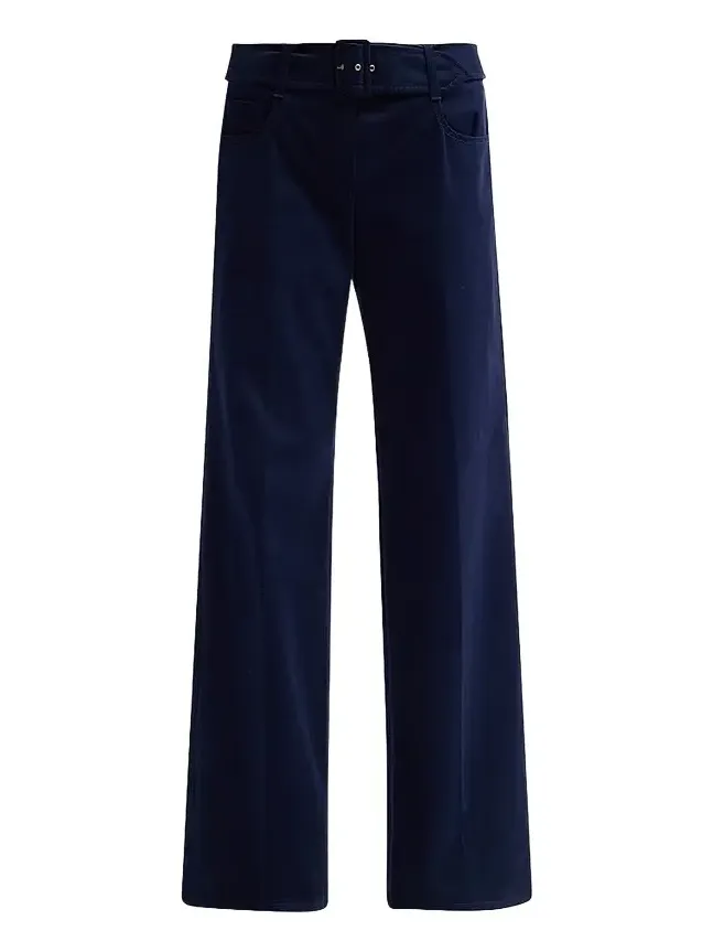 Women's Belted Mid-Rise Denim Trousers Women's Belted Mid-Rise Denim Trousers
