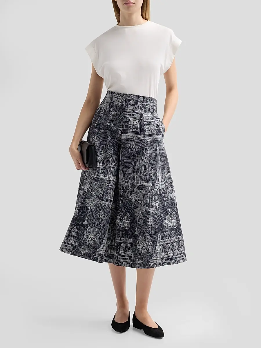 MAISON COMMON Women's Jacquard Town Print Midi Skirt | Thumbnail 2