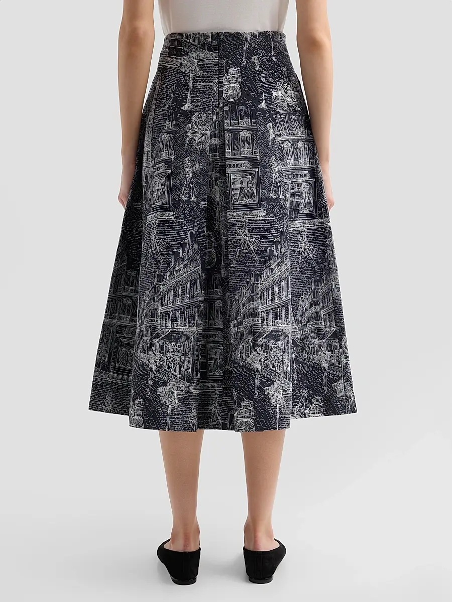 MAISON COMMON Women's Jacquard Town Print Midi Skirt | Thumbnail 3