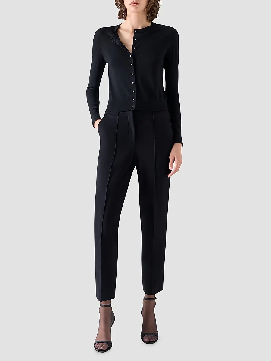 Akris punto Women's Merino Wool Crewneck Cardigan | Thumbnail 2 Akris punto Women's Merino Wool Crewneck Cardigan | Thumbnail 2