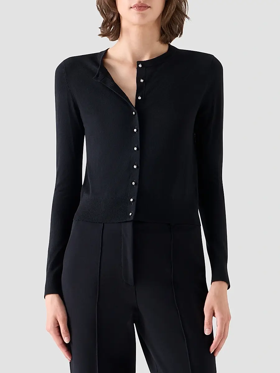Akris punto Women's Merino Wool Crewneck Cardigan | Thumbnail 4 Akris punto Women's Merino Wool Crewneck Cardigan | Thumbnail 4