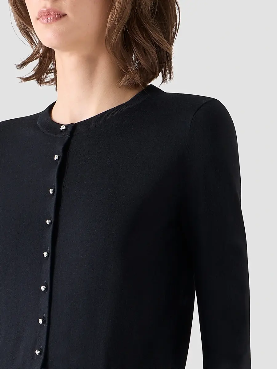 Akris punto Women's Merino Wool Crewneck Cardigan | Thumbnail 5 Akris punto Women's Merino Wool Crewneck Cardigan | Thumbnail 5