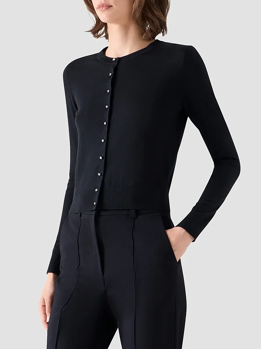 Akris punto Women's Merino Wool Crewneck Cardigan | Thumbnail 6 Akris punto Women's Merino Wool Crewneck Cardigan | Thumbnail 6