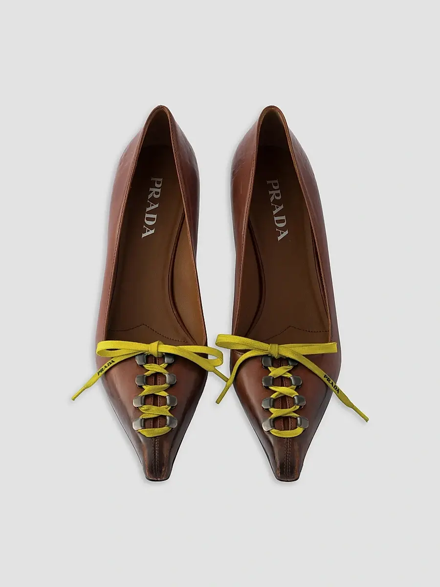 Prada Women's Antiqued Leather Pumps | Thumbnail 2