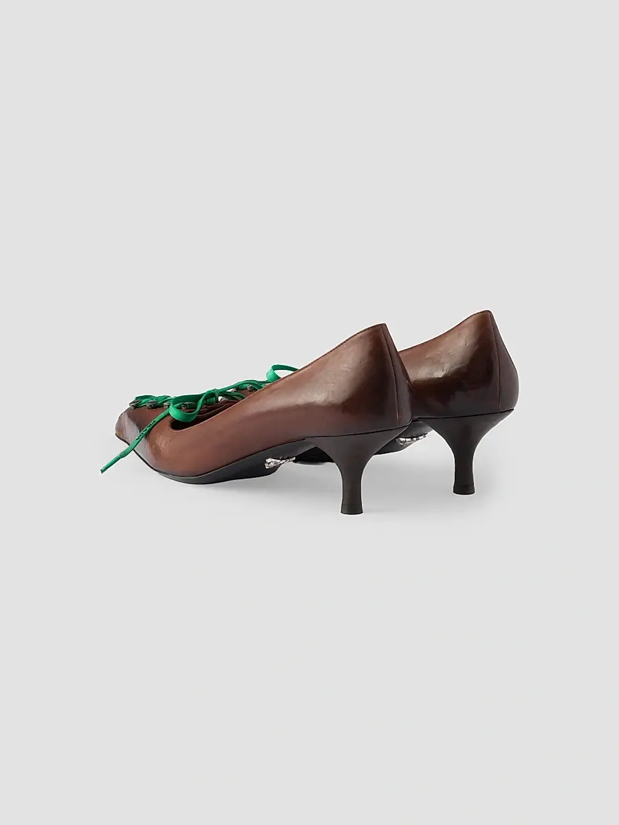 Prada Women's Antiqued Leather Pumps | Thumbnail 3