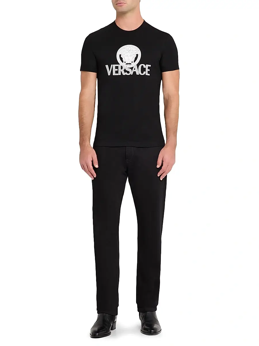 Versace Men's Medusa Logo Cotton Crewneck T-Shirt | Thumbnail 2 Versace Men's Medusa Logo Cotton Crewneck T-Shirt | Thumbnail 2
