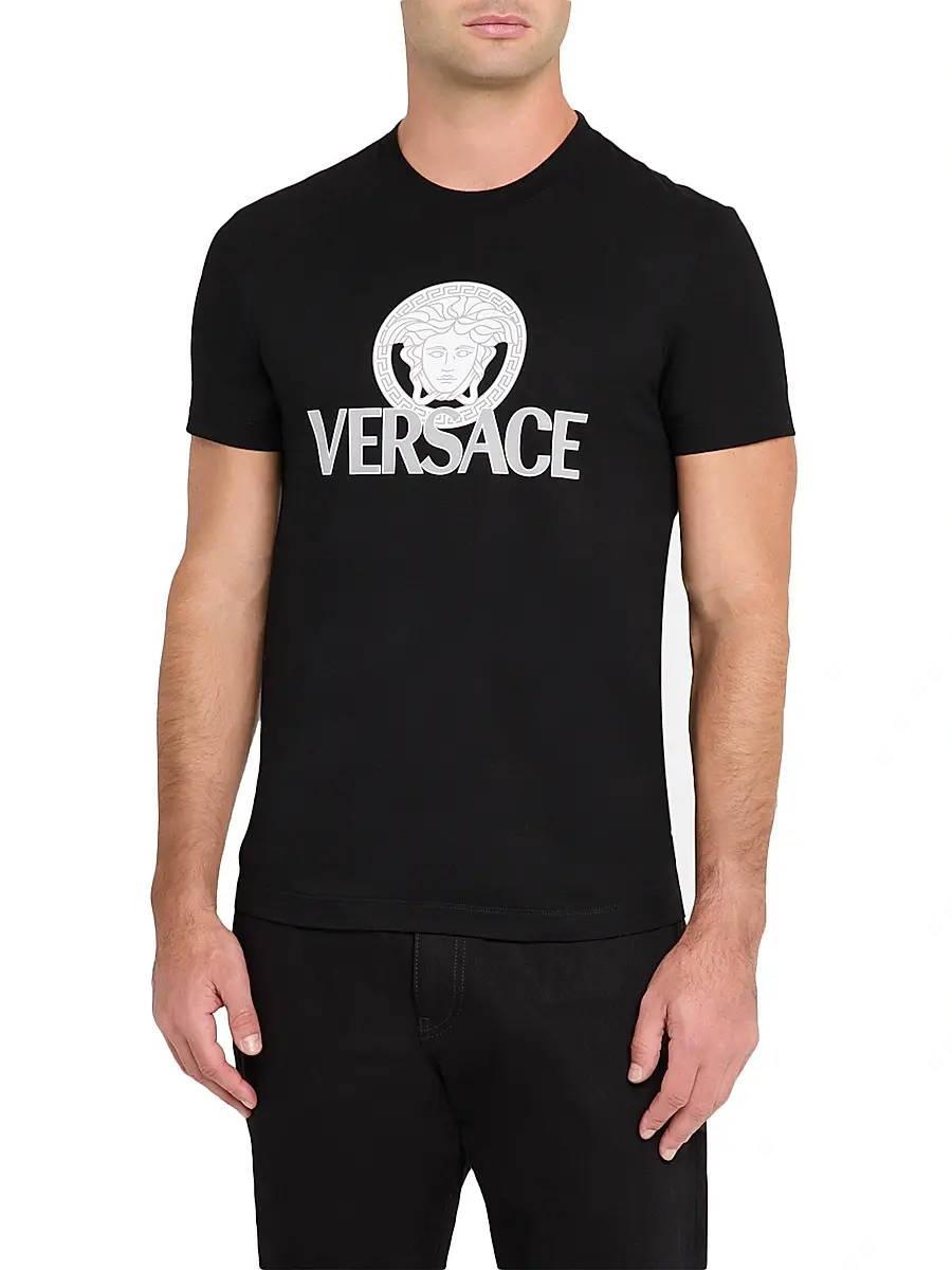Versace Men's Medusa Logo Cotton Crewneck T-Shirt | Thumbnail 3 Versace Men's Medusa Logo Cotton Crewneck T-Shirt | Thumbnail 3