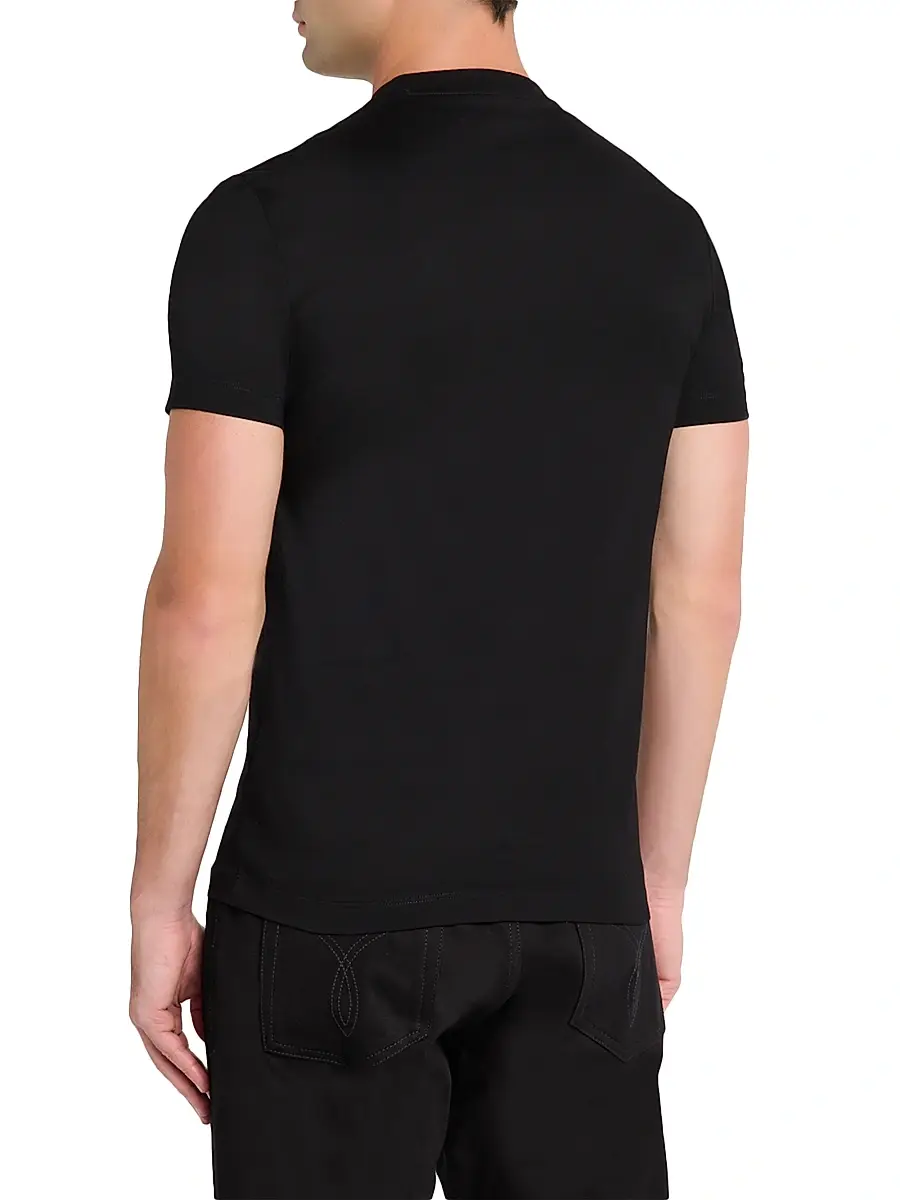 Versace Men's Medusa Logo Cotton Crewneck T-Shirt | Thumbnail 4 Versace Men's Medusa Logo Cotton Crewneck T-Shirt | Thumbnail 4