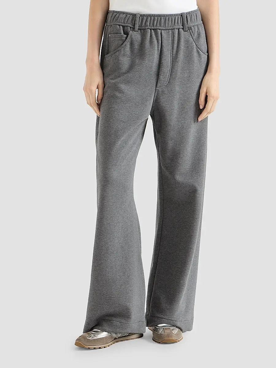Brunello Cucinelli Women's Cotton Smooth French Terry Trousers | Thumbnail 3 Brunello Cucinelli Women's Cotton Smooth French Terry Trousers | Thumbnail 3