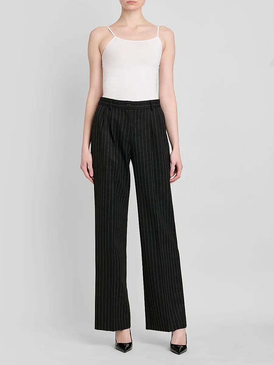 Dolce & Gabbana Women's Pinstriped Virgin Wool-Cashmere Straight-Leg Pants | Thumbnail 2 Dolce & Gabbana Women's Pinstriped Virgin Wool-Cashmere Straight-Leg Pants | Thumbnail 2