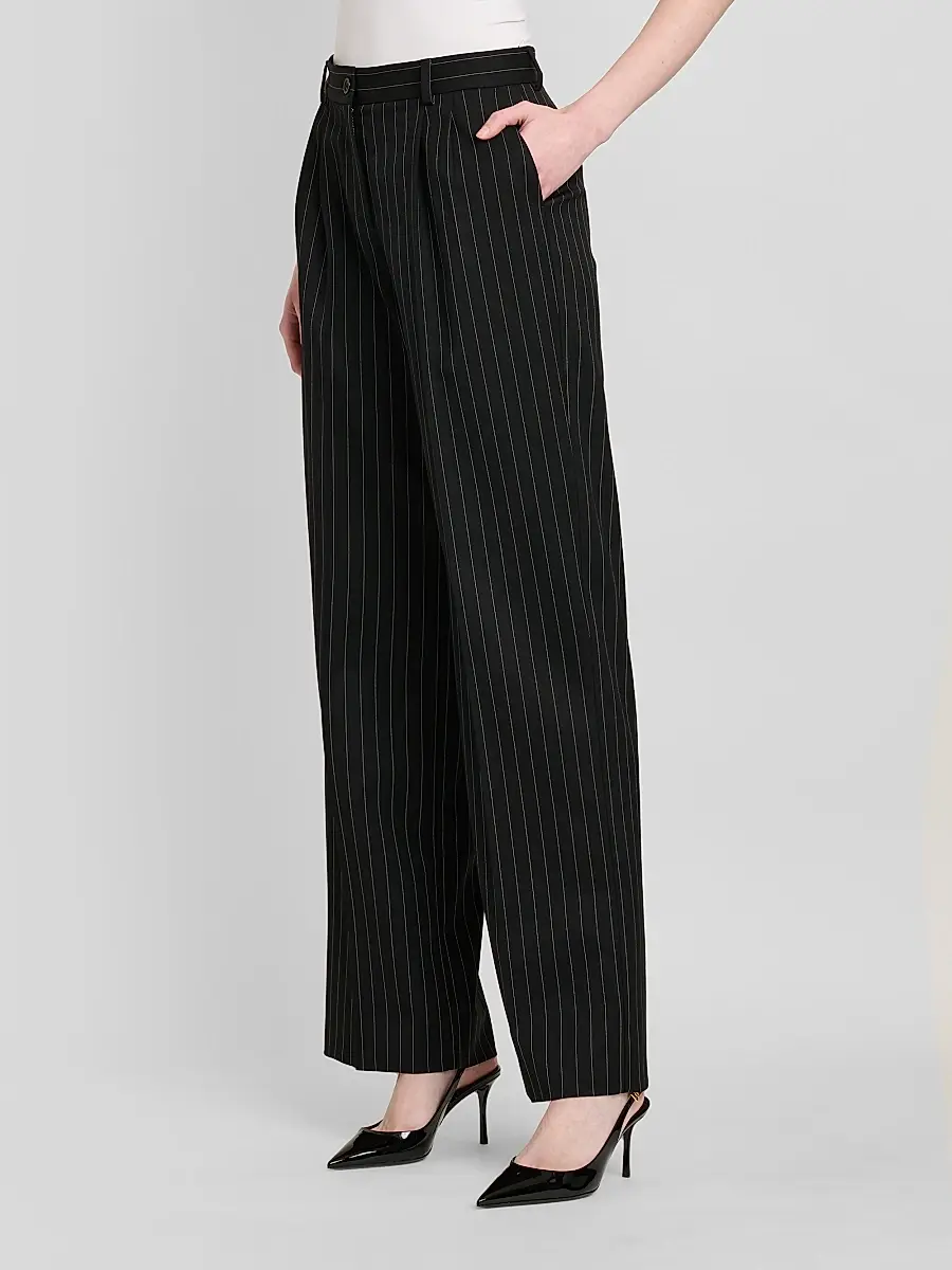 Dolce & Gabbana Women's Pinstriped Virgin Wool-Cashmere Straight-Leg Pants | Thumbnail 4 Dolce & Gabbana Women's Pinstriped Virgin Wool-Cashmere Straight-Leg Pants | Thumbnail 4