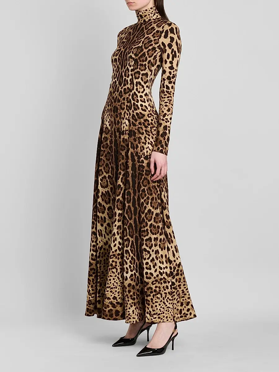 Dolce & Gabbana Women's Leopard Silk Charmeuse Maxi Dress | Thumbnail 4