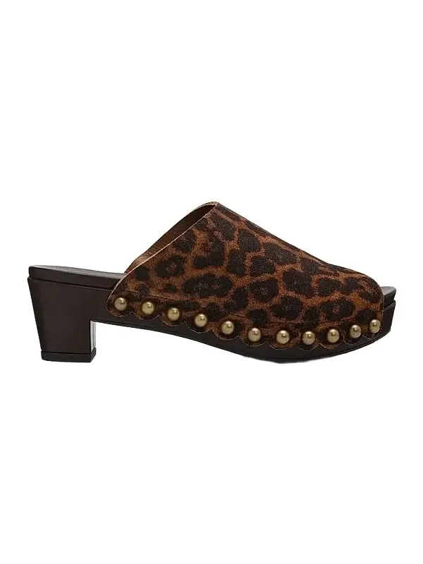 PEDRO GARCIA Women's Nain 65MM Studded Leopard-Printed Suede Clogs