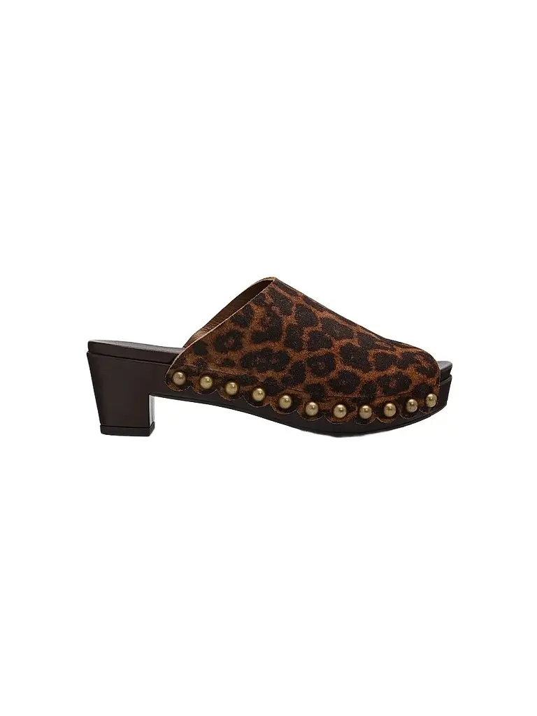 PEDRO GARCIA Women's Nain 65MM Studded Leopard-Printed Suede Clogs | Image 1 PEDRO GARCIA Women's Nain 65MM Studded Leopard-Printed Suede Clogs | Image 1