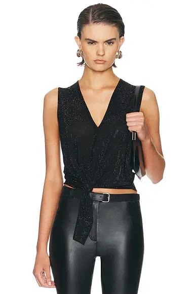 Alexander Wang Hotfix Knotted Deep V-Neck Tank Top | Image 1 Alexander Wang Hotfix Knotted Deep V-Neck Tank Top | Image 1