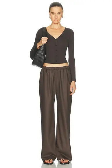 ENZA COSTA Supima Cotton V-Neck Cardigan | Thumbnail 4