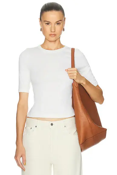 Enza Costa Supima Cotton New Classic Half Sleeve Tee | Image 1 Enza Costa Supima Cotton New Classic Half Sleeve Tee | Image 1