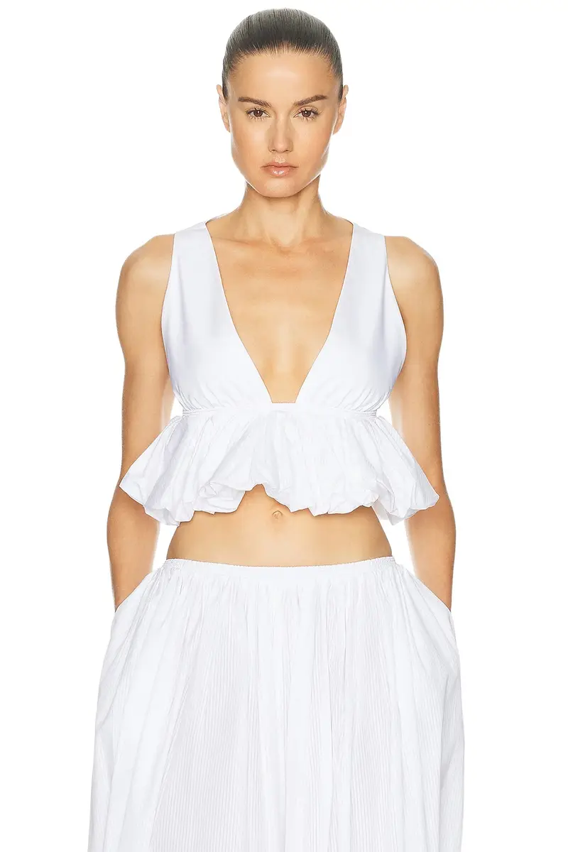 ALAÏA Peplum Openwork Crop Top