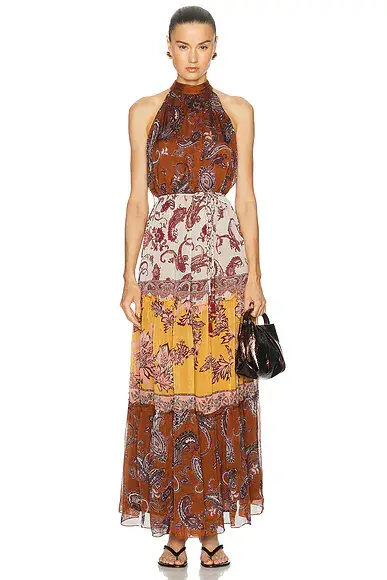 Hemant & Nandita Halter Neck Tiered Maxi Dress | Image 1 Hemant & Nandita Halter Neck Tiered Maxi Dress | Image 1