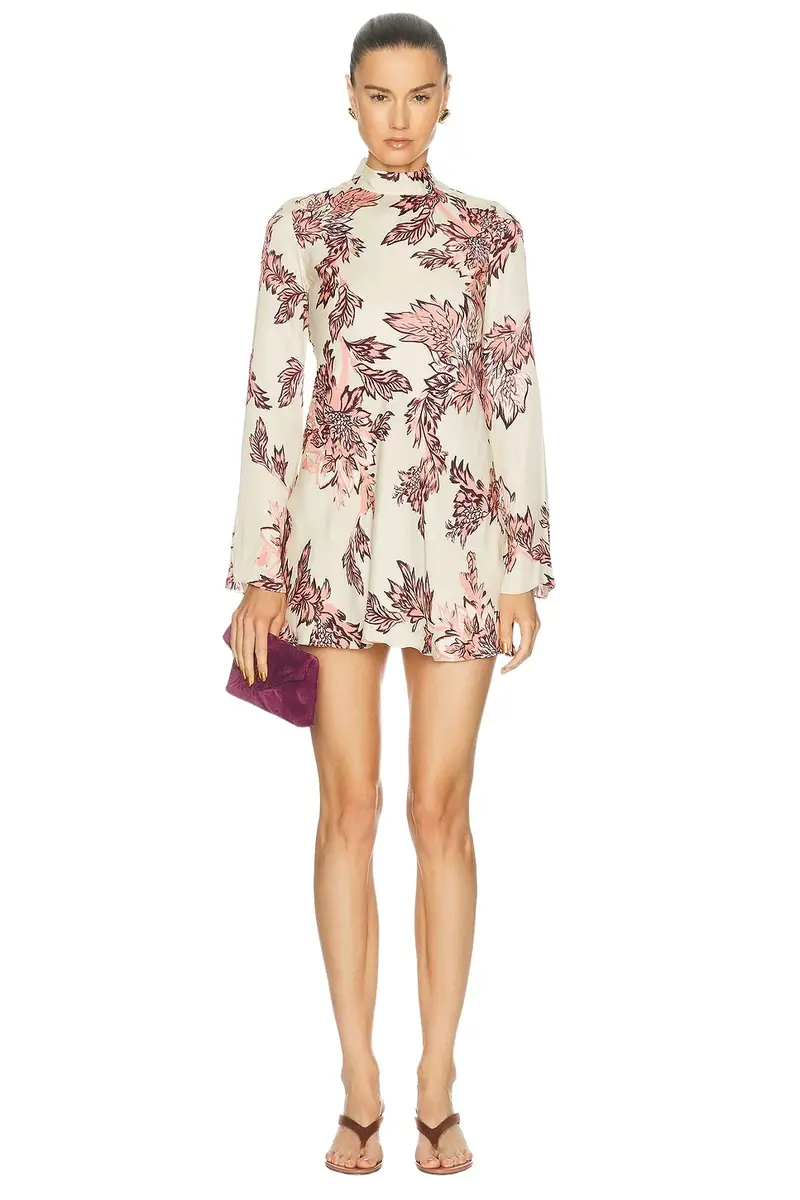 Biased Mock Neck Mini Dress