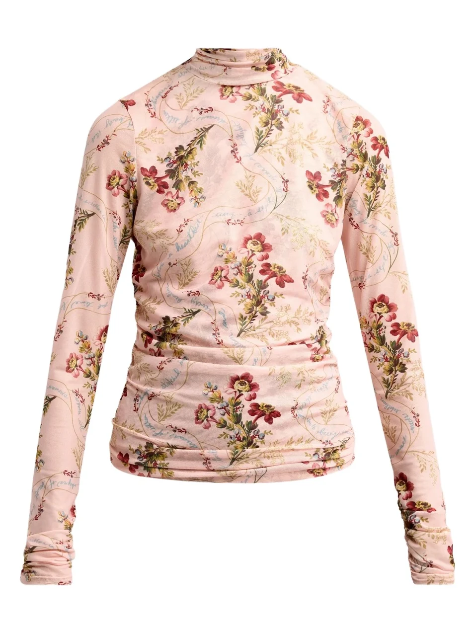 Women's Loveletter Floral Shirred Mesh Turtleneck