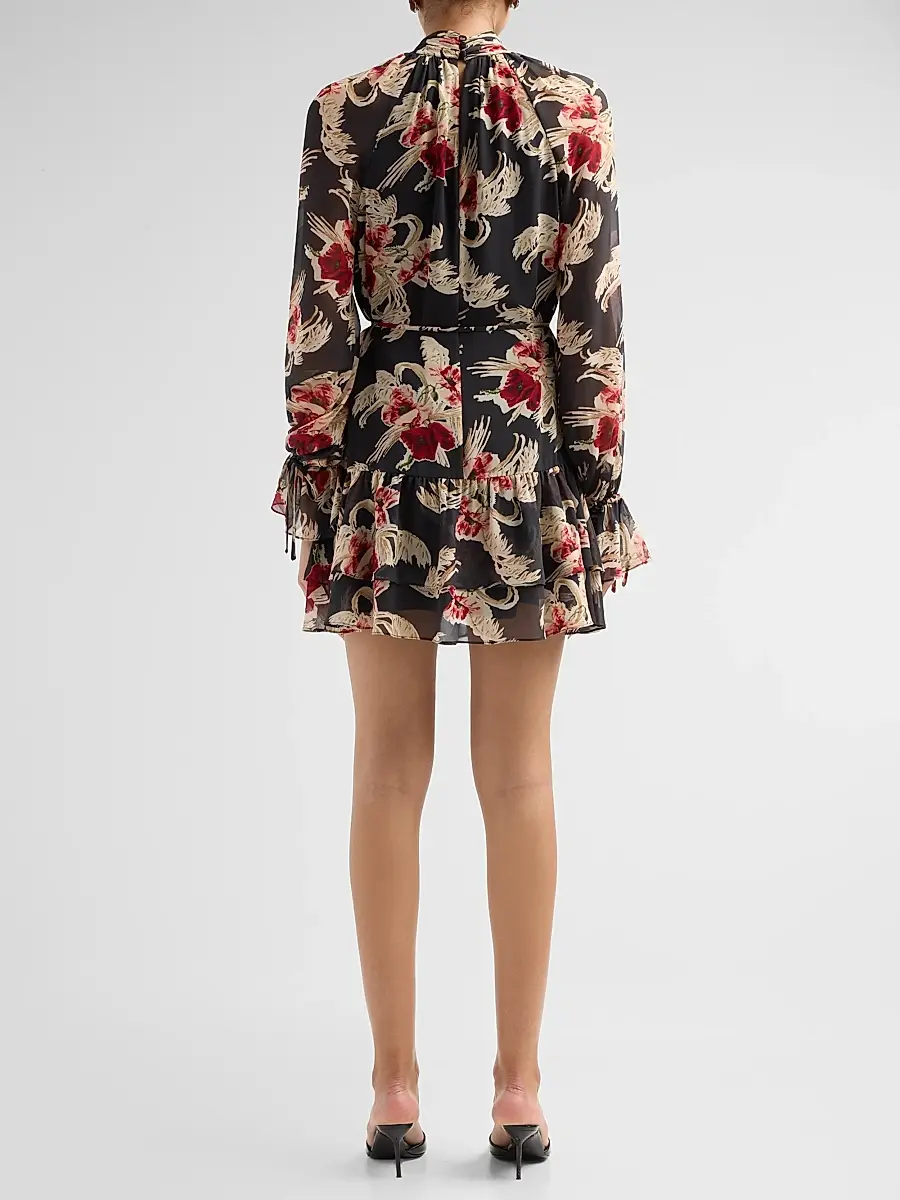 Cinq à Sept Women's Sylviane Floral Silk A-Line Mini Dress | Thumbnail 3